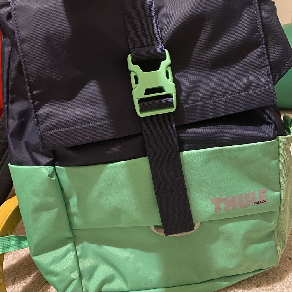 New Thule Black and Mint Backpack